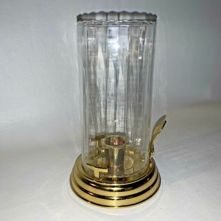 Partylite P7750 Brass Chamber Lamp Ribbed Optic Glass Shade Candle Holder
