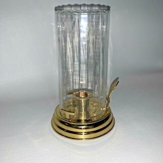 PartyLite P7750 Brass Chamber Lamp Ribbed Optic Glass Shade Candle Holder 2