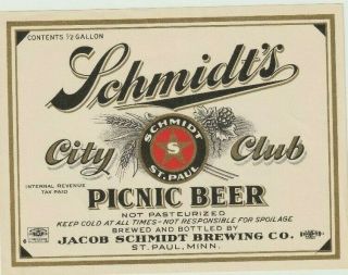 Jacob Schmidt Brewing Co.  Schmidt 