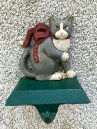 Midwest Cannon Falls Christmas Cat Cast Iron Stocking Hanger Holder W/ Box