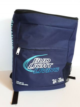Bud Light Living Insulated Zippered Cooler Backpack Bag Holds 24 Cans