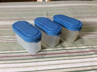 Tupperware Modular Mates 3 Small Spice Containers With Blue Lids 1843 - 17 1844 - 21