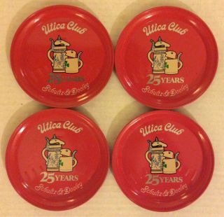 Utica Club 25th Anniversary Tin Coasters,  Schultz & Dooley