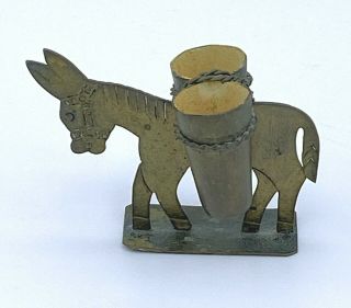 Vintage Metal Donkey Match Or Toothpick Holder - Classic Decorative Patina