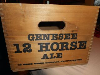 Genesee Beer 12 Horse Ale Wooden Crate With Bottle Cap Game On Lid 2
