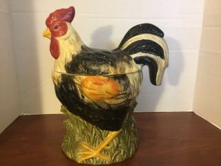 Tabletops Gallery Ceramic Hand Painted Crafted Rooster Cookie Jar