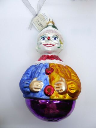 Willy Wobbles Christopher Radko Clown Hand Blown Glass Ornament 1997 97 - 132 - Or98