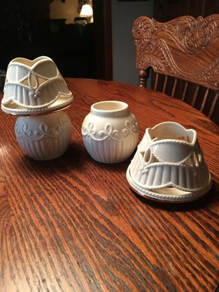 Lenox Carved Tea Light Lamps - Set Of 2