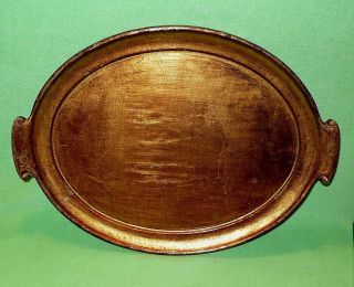 Vietri Italy Wooden Serving Tray With Handles.  18 " X 13.  5 " Distressed Gold