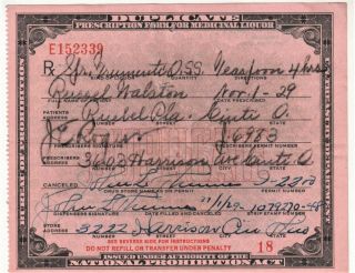 Prohibition Whiskey Prescription Old Doctor Pharmacy Bar Walston Ohio 11/1 1929