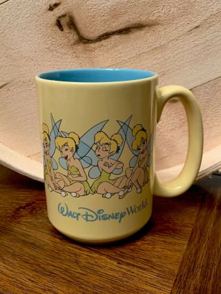 Walt Disney World Tinkerbell From Peter Pan Coffee Cup Mug Yellow/blue Tink 16oz