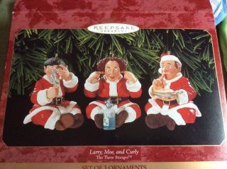 Hallmark 1999 - Larry,  Moe & Curly Three 3 Stooges Keepsake Ornaments
