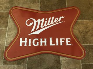 (l@@k) Miller High Life Beer Soft Cross Tin Sign Game Room Man Cave Bar Pub