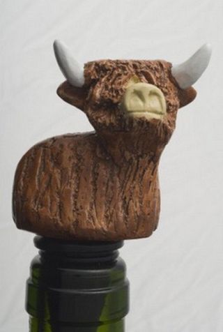 Angus Highland Cow Wine Saver Bottle Stopper Novelty Cake Decoration In Gift Box