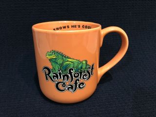 Rainforest Café Iggy Orange Large Coffee Mug Iguana 18oz 1999 Philospher