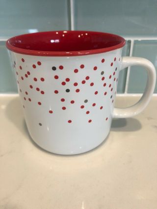 Davids Tea Mug White & Red With Silver Dots