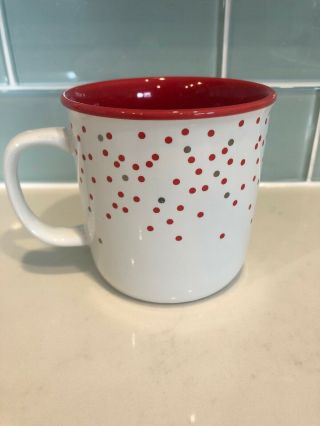 Davids Tea Mug White & Red With Silver Dots 2