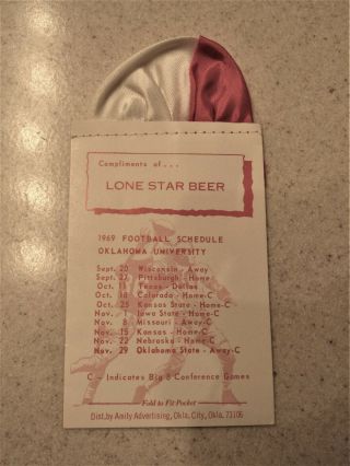 Lone Star Beer 1969 Oklahoma University Sooners Ftb Pocket Schedlue