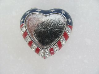 Rucinni Trinket Dish Patriotic Heart w Red White n Blue Enamel w Crystal Accents 3