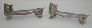Cute Cat Knife Rests Silver Platedl Pair