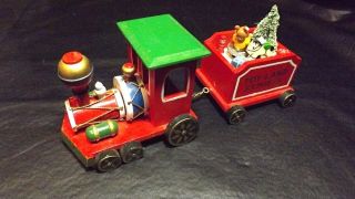 MUSICAL WOODEN CHRISTMAS EXPRESS TRAIN WITH ENGINE AND ONE CAR - PLAYS TOYLAND 2