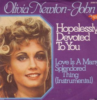 German Sleeve 7 " Vinyl Olivia Newton - John Hopelessly Devoted To You
