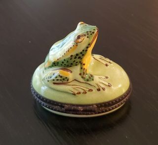 Limoges Frog Trinket Box Hand Painted Signed 2