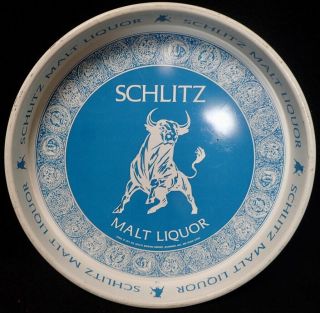 Vintage 1971 Schlitz Malt Liquor Beer/bar/alcohol 13 " Blue Metal Serving Tray