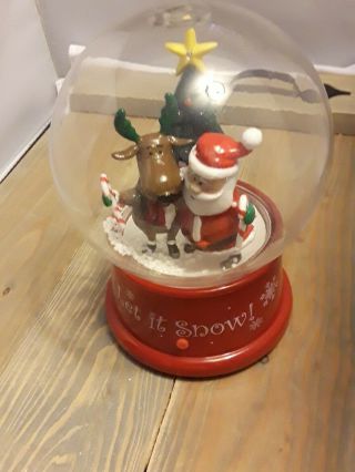 Gemmy Reindeer/santa Musical Lighted Plastic Snow Globe Christmas