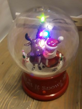 Gemmy Reindeer/Santa Musical Lighted Plastic Snow Globe Christmas 2