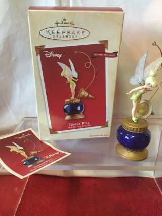 Hallmark Keepsake 2002 Disney Tinkerbell Ornament Wind Up Movement Peter Pan