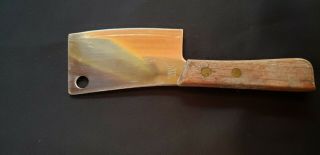 Vintage Cleaver Knife 3 " Blade Wooden Handle 6 " Total Length Stainless Steel