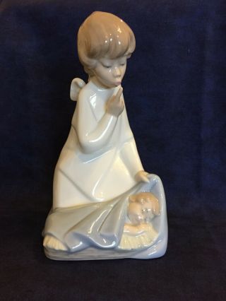 Lladro Guardian Angel Watching Over Sleeping Baby,  Condition/no Box