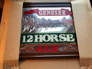 Vintage Genesee Beer 12 Horse Ale Rare Mirror Sign 24 " X17 "