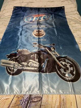 Miller Lite 105th.  Harley Davidson Banner