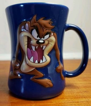 Looney Tunes Xpres Taz Tazmanian Devil 3d Ceramic Mug Blue Yellow 2003