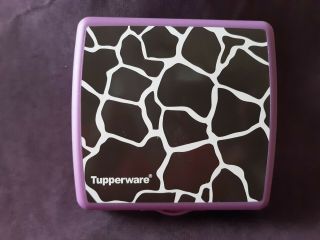 Tupperware Animal Print Giraffe Print W/purple Sandwich Keeper Container