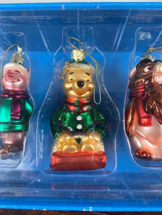 Vintage Disney Blown Glass Winnie The Pooh Ornaments Christmas Set Of 6
