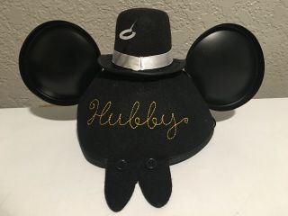 Walt Disney World Mickey Mouse Ears Hat Adult Groom Black Cap “Hubby” 2
