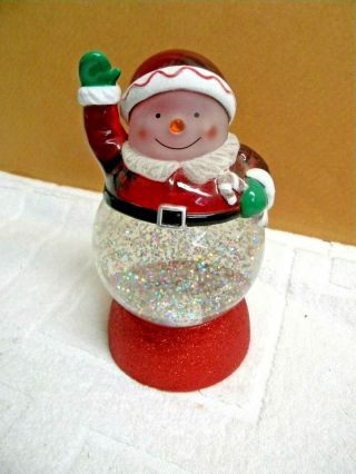 Hallmark Waving Santa Snow Globe Lighted Color Changing Motion Glitter