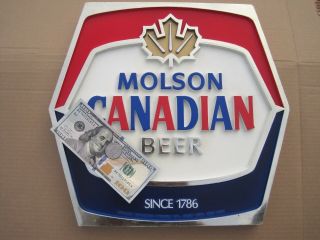 Molson Canadian Beer Sign Since 1786 Vintage Plastic Kcs Show N Sell Made In Usa