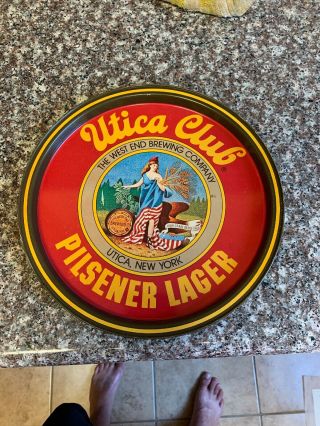 Vintage Bar Utica Club Pilsner Lager Beer Metal Serving Tray 10.  75”