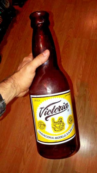 Vtg.  Large Decorative Mexican Victoria Beer Bottle Mexico Bar Cantina Corona