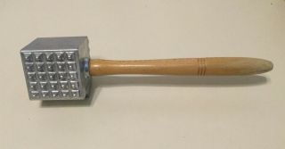 Vintage Wood & Metal 4 Sided Meat Tenderizer Mallet Made In Italy