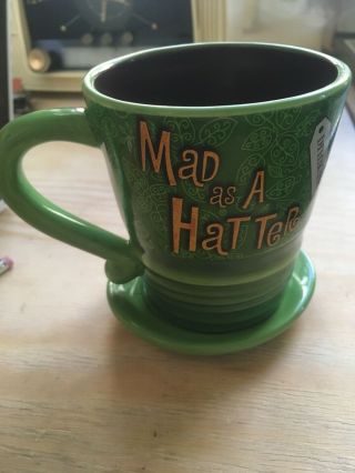 Disney Mad As A Hatter Tea Cup Coffee Mug Alice In Wonderland Green Drink Me
