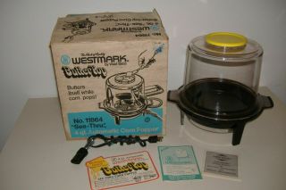 Vintage West Bend Westmark Butter - Top Pop Corn Popper 11864 4 Qt.  See - Thru Top