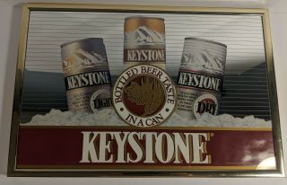 Vintage Keystone Bottled Beer Taste In A Can 1990 Mirror Sign