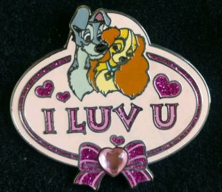 Lady And The Tramp Disney Pin 94908 Cast Exclusive I Luv U Valentines Nametag