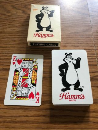 (vtg) Hamms Beer Bear Plastic Coated Full Deck Of Playing Cards Poker Game Room