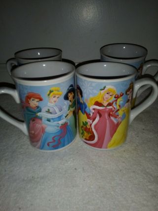 Disney Princess Coffee Mugs Cups Set Of 4 Six Princesses 2008